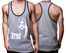 Load image into Gallery viewer, Rap Hip-Hop R&B custom tank top, graphic tees. Black Grey tank top for men. Black Grey color racerback tanktop for mens.