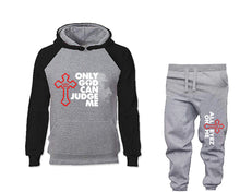 將圖片載入圖庫檢視器 Only God Can Judge Me outfits bottom and top, Black Grey hoodies for men, Black Grey mens joggers. Hoodie and jogger pants for mens