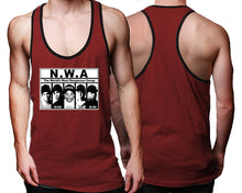 Load image into Gallery viewer, NWA custom tank top, graphic tees. Black Maroon tank top for men. Black Maroon color racerback tanktop for mens.