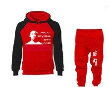 將圖片載入圖庫檢視器 All Eyes On Me outfits bottom and top, Black Red hoodies for men, Black Red mens joggers. Hoodie and jogger pants for mens