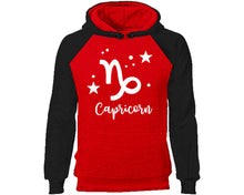 Load image into Gallery viewer, Capricorn Zodiac Sign hoodie. Black Red Hoodie, hoodies for men, unisex hoodies