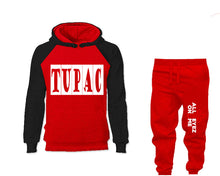 將圖片載入圖庫檢視器 Rap Hip-Hop R&B outfits bottom and top, Black Red hoodies for men, Black Red mens joggers. Hoodie and jogger pants for mens