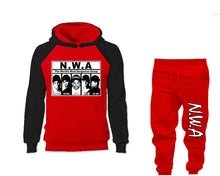 將圖片載入圖庫檢視器 NWA outfits bottom and top, Black Red hoodies for men, Black Red mens joggers. Hoodie and jogger pants for mens