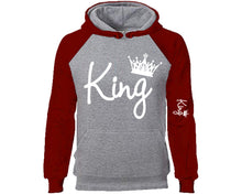 Load image into Gallery viewer, King designer hoodies. Burgundy Grey Hoodie, hoodies for men, unisex hoodies