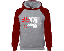 Load image into Gallery viewer, Only God Can Judge Me designer hoodies. Burgundy Grey Hoodie, hoodies for men, unisex hoodies