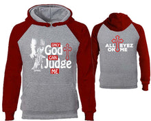 Load image into Gallery viewer, Only God Can Judge Me designer hoodies. Burgundy Grey Hoodie, hoodies for men, unisex hoodies