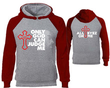 Load image into Gallery viewer, Only God Can Judge Me designer hoodies. Burgundy Grey Hoodie, hoodies for men, unisex hoodies