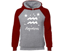 將圖片載入圖庫檢視器 Aquarius Zodiac Sign hoodie. Burgundy Grey Hoodie, hoodies for men, unisex hoodies