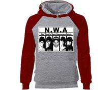 Load image into Gallery viewer, NWA designer hoodies. Burgundy Grey Hoodie, hoodies for men, unisex hoodies