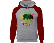 將圖片載入圖庫檢視器 Woman Rasta Smoke Bear designer hoodies. Burgundy Grey Hoodie, hoodies for men, unisex hoodies