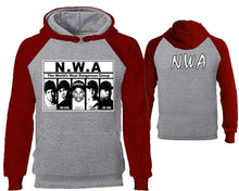 將圖片載入圖庫檢視器 NWA designer hoodies. Burgundy Grey Hoodie, hoodies for men, unisex hoodies