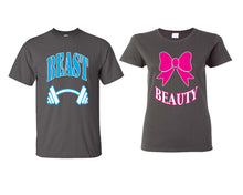 將圖片載入圖庫檢視器 Beast Beauty matching couple shirts.Couple shirts, Charcoal t shirts for men, t shirts for women. Couple matching shirts.