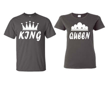 Load image into Gallery viewer, King and Queen matching couple shirts.Couple shirts, Charcoal t shirts for men, t shirts for women. Couple matching shirts.