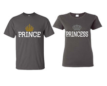 將圖片載入圖庫檢視器 Prince Princess matching couple shirts.Couple shirts, Charcoal t shirts for men, t shirts for women. Couple matching shirts.