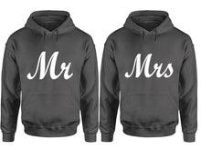 Load image into Gallery viewer, Mr and Mrs hoodies, Matching couple hoodies, Charcoal pullover hoodies