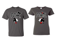 Load image into Gallery viewer, Mr Mrs matching couple shirts.Couple shirts, Charcoal t shirts for men, t shirts for women. Couple matching shirts.