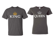 將圖片載入圖庫檢視器 King Queen matching couple shirts.Couple shirts, Charcoal t shirts for men, t shirts for women. Couple matching shirts.