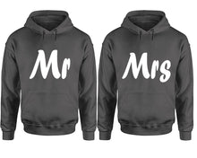 Load image into Gallery viewer, Mr and Mrs hoodies, Matching couple hoodies, Charcoal pullover hoodies