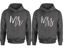 Load image into Gallery viewer, Mr and Mrs hoodies, Matching couple hoodies, Charcoal pullover hoodies