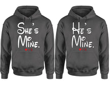 將圖片載入圖庫檢視器 She's Mine He's Mine hoodie, Matching couple hoodies, Charcoal pullover hoodies. Couple jogger pants and hoodies set.