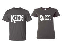 Load image into Gallery viewer, King and Queen matching couple shirts.Couple shirts, Charcoal t shirts for men, t shirts for women. Couple matching shirts.