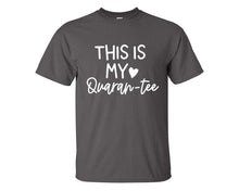 Load image into Gallery viewer, Quaran-tee custom t shirts, graphic tees. Charcoal t shirts for men. Charcoal t shirt for mens, tee shirts.