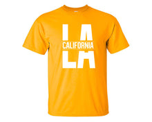 Load image into Gallery viewer, LA California custom t shirts, graphic tees. Gold t shirts for men. Gold t shirt for mens, tee shirts.