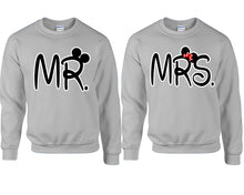 Load image into Gallery viewer, Mr Mrs couple sweatshirts. Sports Grey sweaters for men, sweaters for women. Sweat shirt. Matching sweatshirts for couples