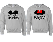 Load image into Gallery viewer, Dad Mom couple sweatshirts. Sports Grey sweaters for men, sweaters for women. Sweat shirt. Matching sweatshirts for couples