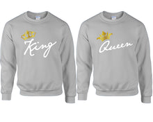 將圖片載入圖庫檢視器 King and Queen couple sweatshirts. Sports Grey sweaters for men, sweaters for women. Sweat shirt. Matching sweatshirts for couples