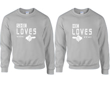 將圖片載入圖庫檢視器 She Loves Me and He Loves Me couple sweatshirts. Sports Grey sweaters for men, sweaters for women. Sweat shirt. Matching sweatshirts for couples