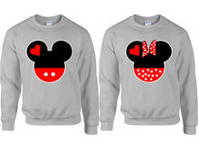 將圖片載入圖庫檢視器 Mickey and Minnie couple sweatshirts. Sports Grey sweaters for men, sweaters for women. Sweat shirt. Matching sweatshirts for couples