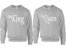 將圖片載入圖庫檢視器 Her King and His Queen couple sweatshirts. Sports Grey sweaters for men, sweaters for women. Sweat shirt. Matching sweatshirts for couples