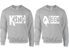 將圖片載入圖庫檢視器 King and Queen couple sweatshirts. Sports Grey sweaters for men, sweaters for women. Sweat shirt. Matching sweatshirts for couples