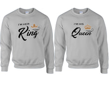 將圖片載入圖庫檢視器 King and Queen couple sweatshirts. Sports Grey sweaters for men, sweaters for women. Sweat shirt. Matching sweatshirts for couples