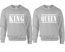 將圖片載入圖庫檢視器 King and Queen couple sweatshirts. Sports Grey sweaters for men, sweaters for women. Sweat shirt. Matching sweatshirts for couples