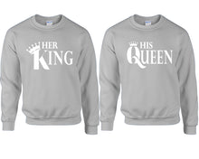 將圖片載入圖庫檢視器 Her King and His Queen couple sweatshirts. Sports Grey sweaters for men, sweaters for women. Sweat shirt. Matching sweatshirts for couples
