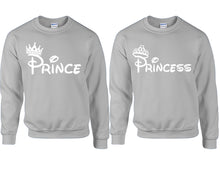 將圖片載入圖庫檢視器 Prince Princess couple sweatshirts. Sports Grey sweaters for men, sweaters for women. Sweat shirt. Matching sweatshirts for couples