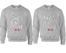 將圖片載入圖庫檢視器 She's Mine He's Mine couple sweatshirts. Sports Grey sweaters for men, sweaters for women. Sweat shirt. Matching sweatshirts for couples