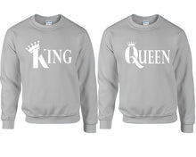 將圖片載入圖庫檢視器 King and Queen couple sweatshirts. Sports Grey sweaters for men, sweaters for women. Sweat shirt. Matching sweatshirts for couples