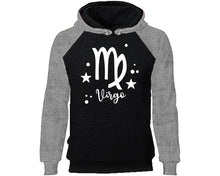 Load image into Gallery viewer, Virgo Zodiac Sign hoodie. Grey Black Hoodie, hoodies for men, unisex hoodies