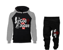 Load image into Gallery viewer, Only God Can Judge Me outfits bottom and top, Grey Black hoodies for men, Grey Black mens joggers. Hoodie and jogger pants for mens