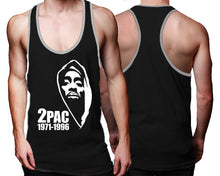 Load image into Gallery viewer, Rap Hip-Hop R&B custom tank top, graphic tees. Grey Black tank top for men. Grey Black color racerback tanktop for mens.
