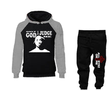 Load image into Gallery viewer, Only God Can Judge Me outfits bottom and top, Grey Black hoodies for men, Grey Black mens joggers. Hoodie and jogger pants for mens