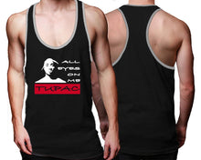 Load image into Gallery viewer, All Eyes On Me custom tank top, graphic tees. Grey Black tank top for men. Grey Black color racerback tanktop for mens.