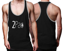 Load image into Gallery viewer, Rap Hip-Hop R&B custom tank top, graphic tees. Grey Black tank top for men. Grey Black color racerback tanktop for mens.