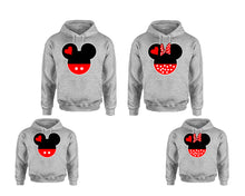 Load image into Gallery viewer, Mickey Minnie. Matching family outfits. Sports Grey adults, kids pullover hoodie.
