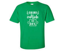 Load image into Gallery viewer, Think Outside The Box custom t shirts, graphic tees. Irish Green t shirts for men. Irish Green t shirt for mens, tee shirts.