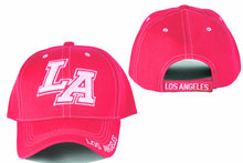 Load image into Gallery viewer, LA Los Angeles designer baseball hats, embroidered baseball caps, Neon Pink baseball cap