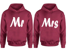 Load image into Gallery viewer, Mr and Mrs hoodies, Matching couple hoodies, Maroon pullover hoodies